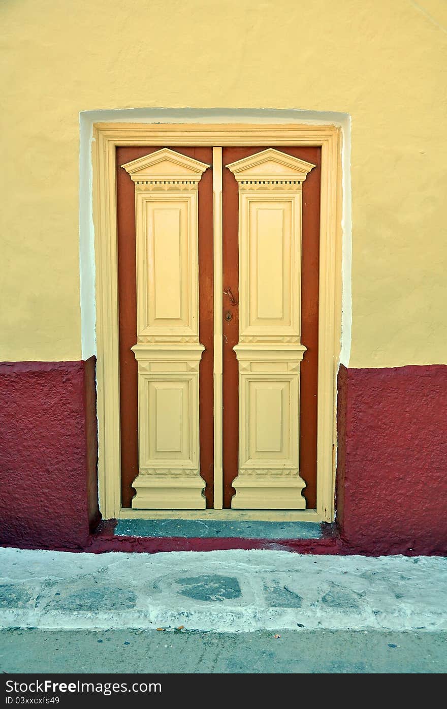 This classical greek door is in the island of symi. This classical greek door is in the island of symi