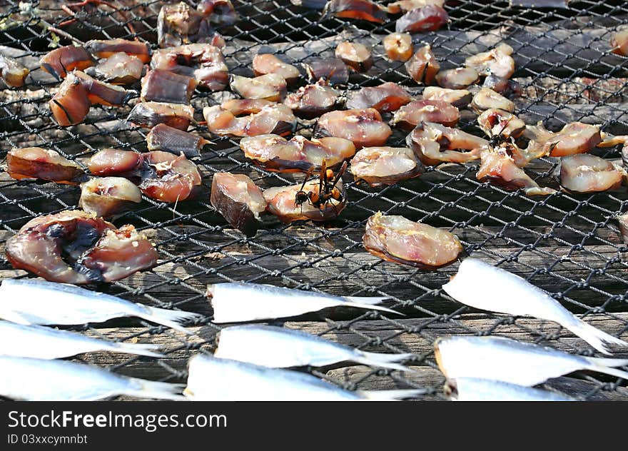 Dried fish in the fisherman village