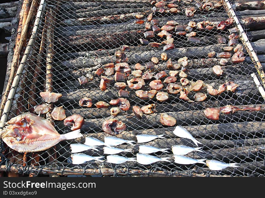 Dried fish in the fisherman village