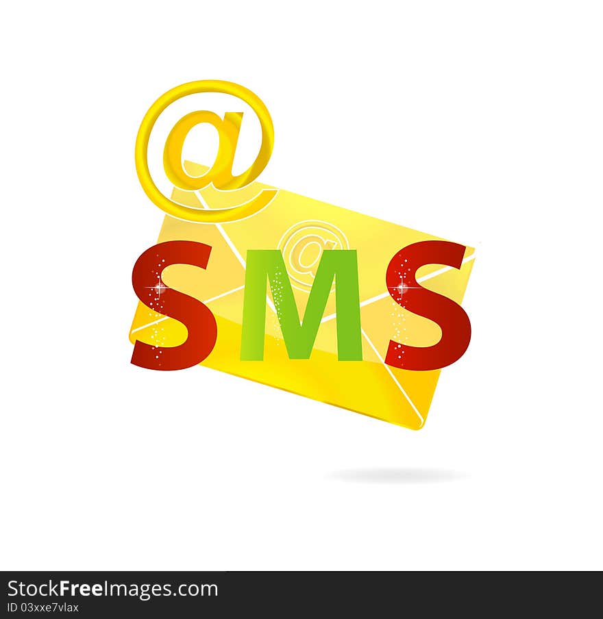 Clear gold mail icon message isolated