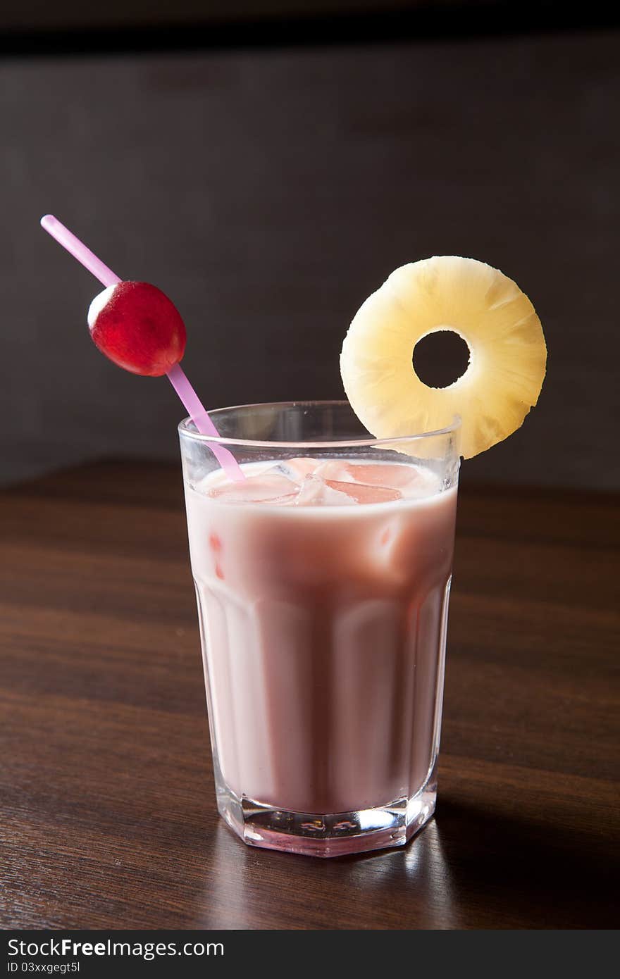 Exotic milk shake drink with fruits