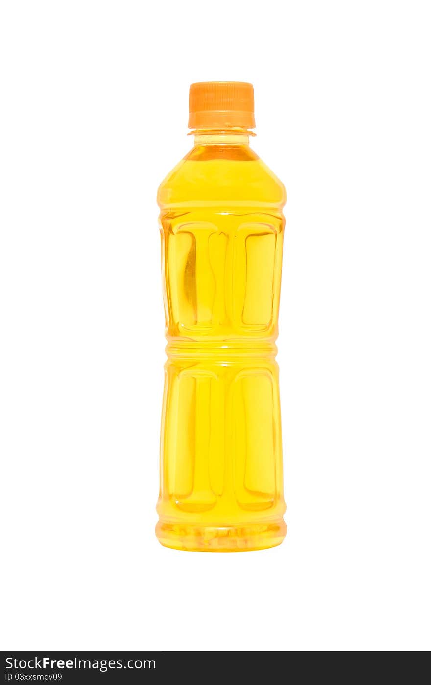 Bottle of oil. The isolated object. A white background.