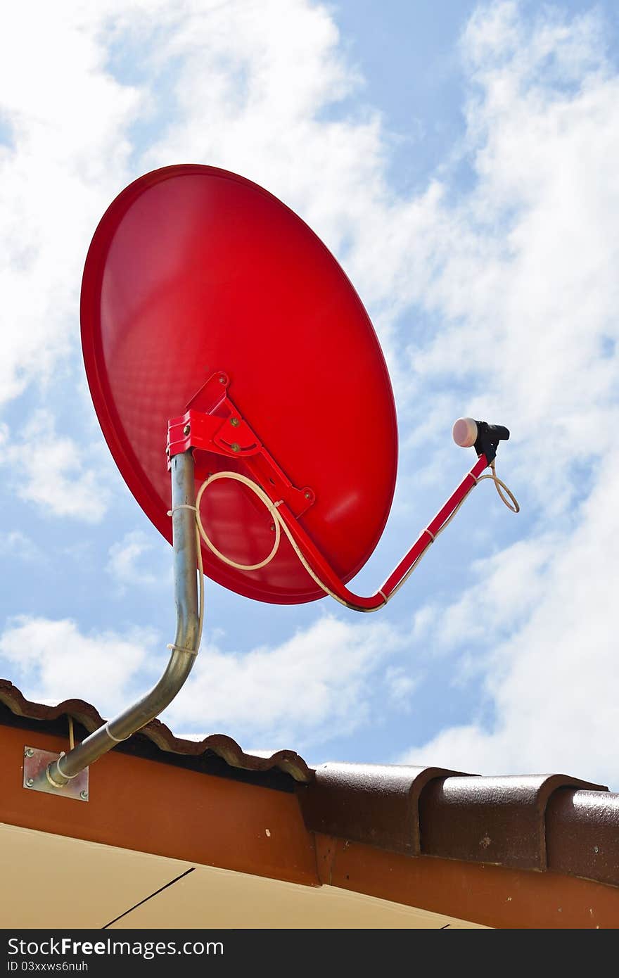 Red satellite dish