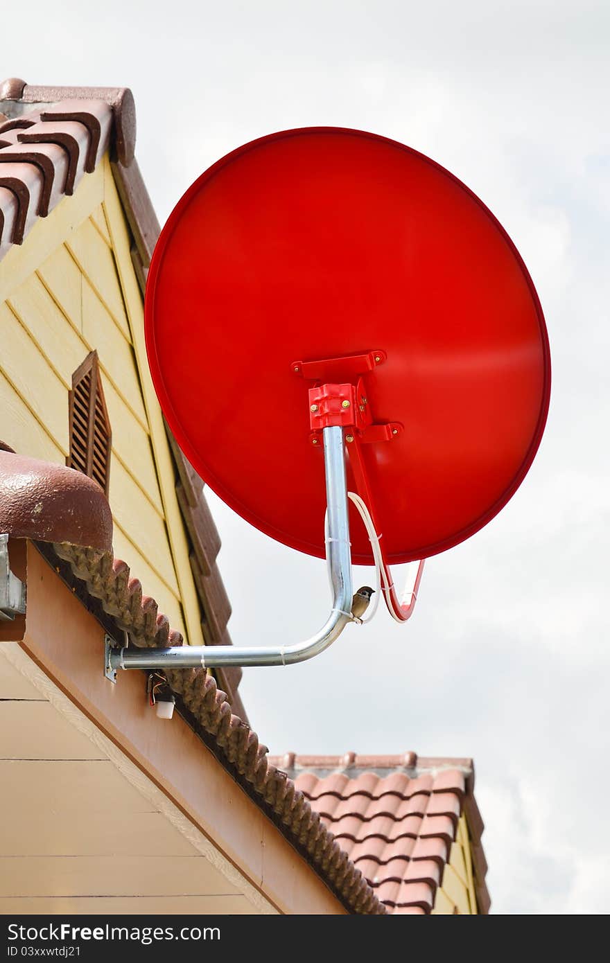 Red satellite dish