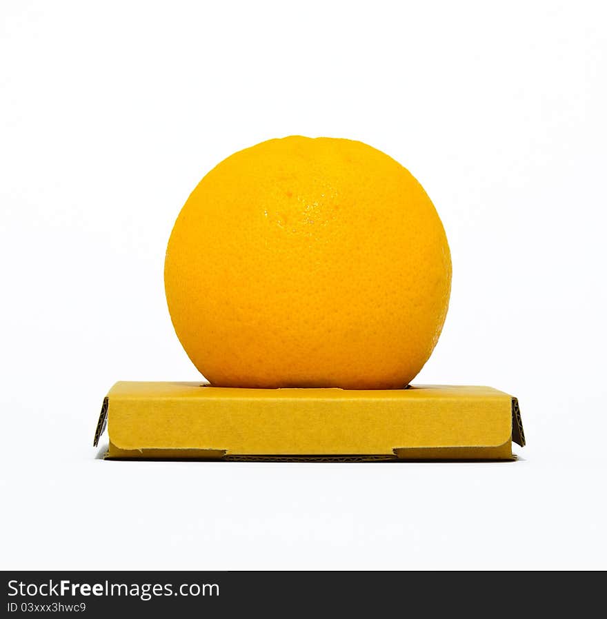 Orange with box on white background