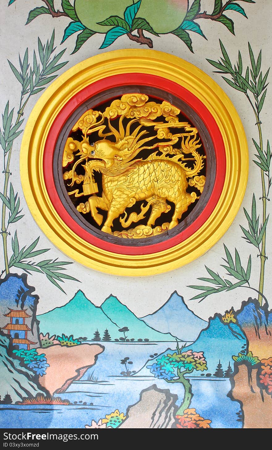 Decorative on wall in Chinese temple