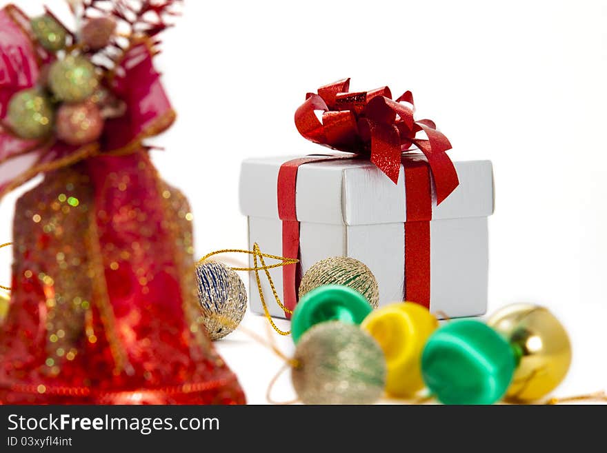 Colorful Christmas Decorations on a White Background