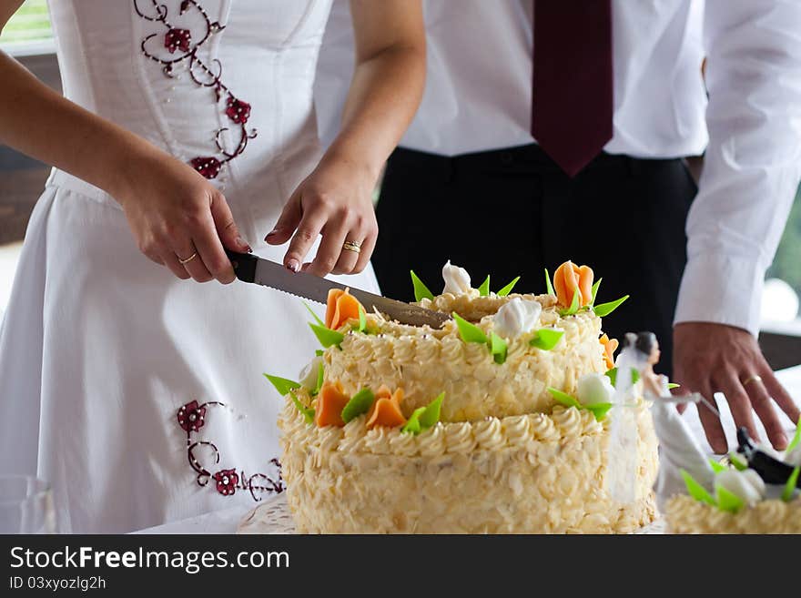 Cutting the wedding cake