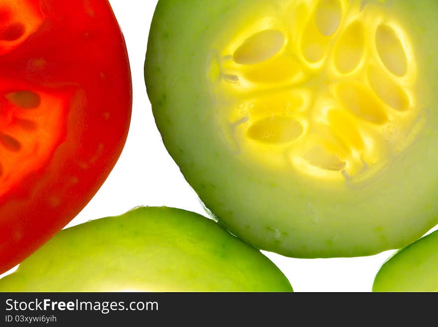 Sliced Cucumbers And Tomato