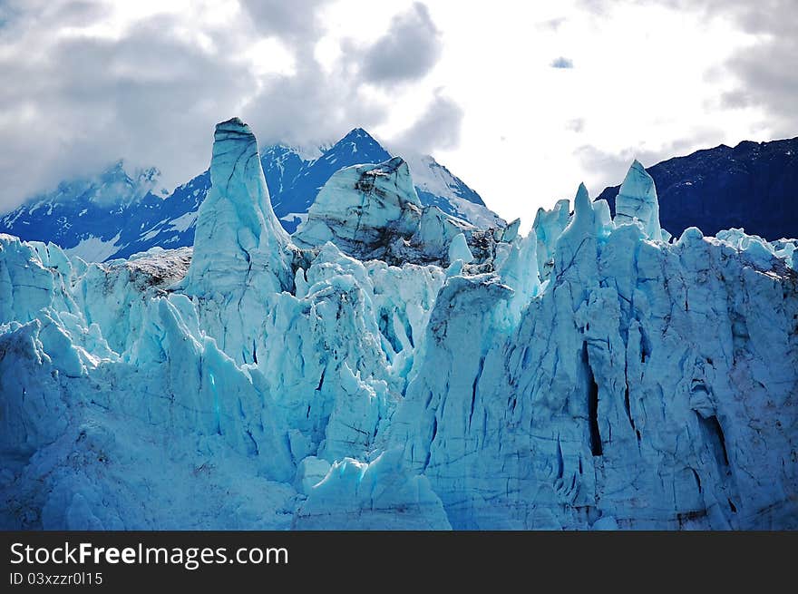 Ice columns on the face of Margorie Glacier, Glacier Bay Alaska. Ice columns on the face of Margorie Glacier, Glacier Bay Alaska