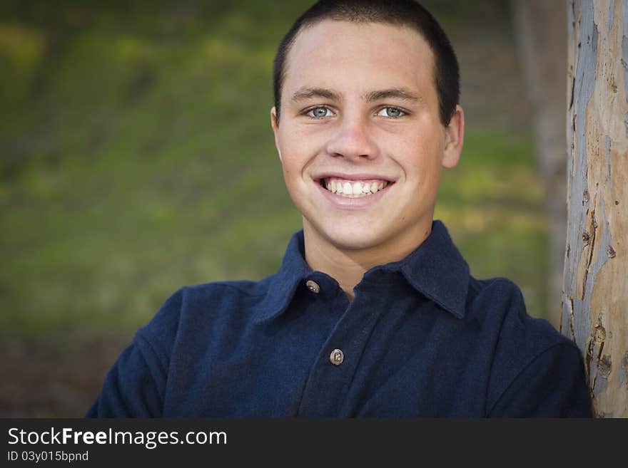 Handsome Young Blue Eyed Boy Portrait Outside. Handsome Young Blue Eyed Boy Portrait Outside