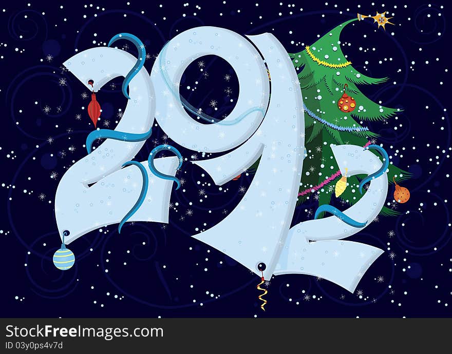 New Year numbers 2012 on blue swirly background. New Year numbers 2012 on blue swirly background