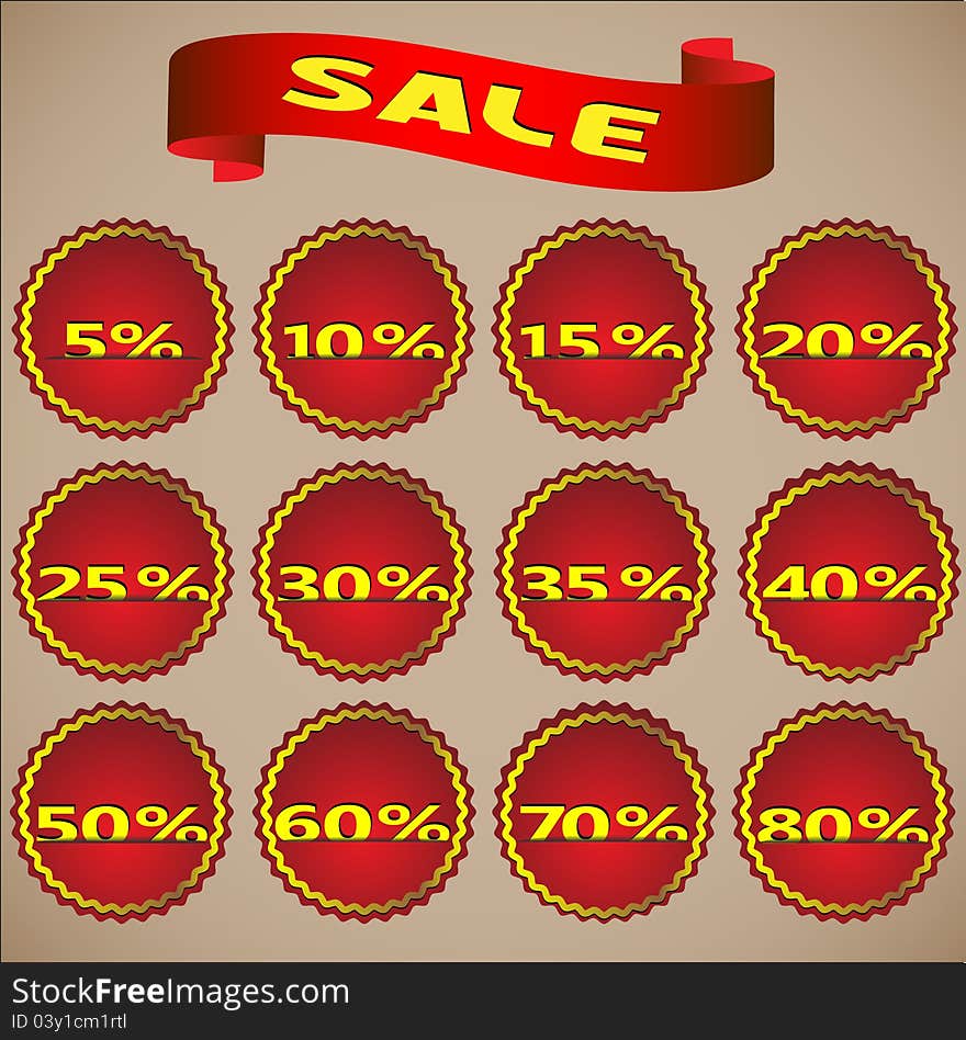 Collection of red sale stickers.Vector eps 10. Collection of red sale stickers.Vector eps 10.