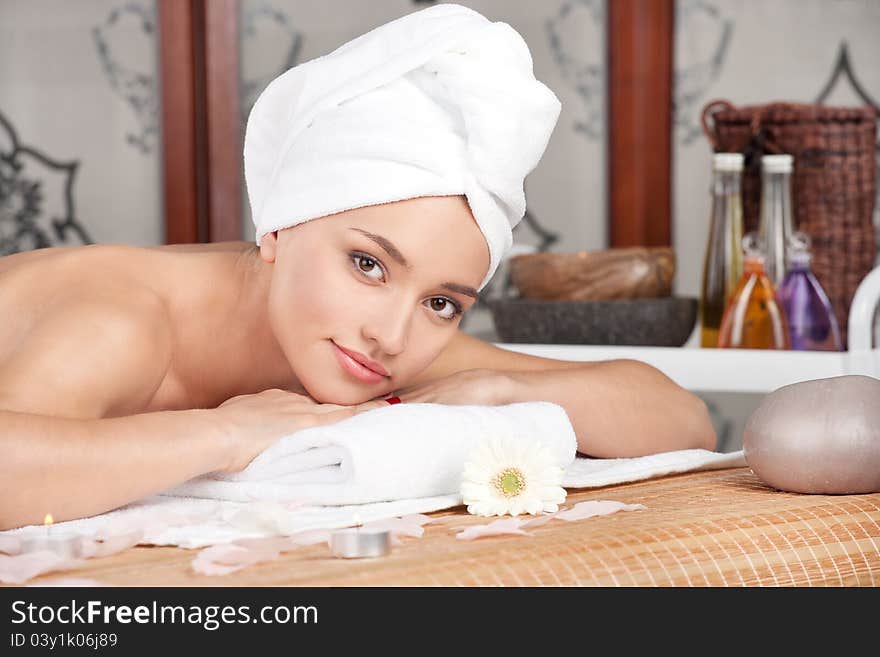 Beautiful woman having relax in spa salon. Beautiful woman having relax in spa salon