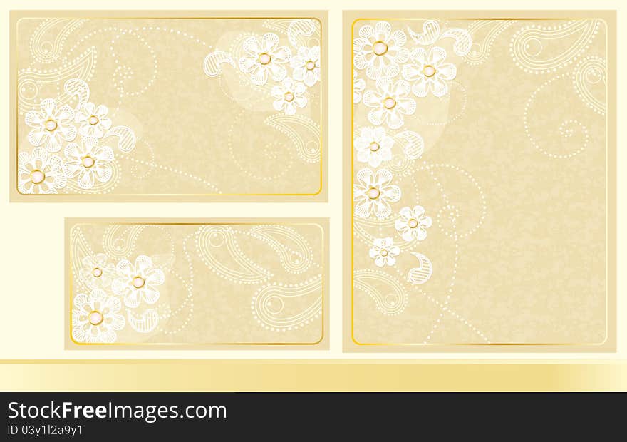 Set flower background with place for text. Set flower background with place for text