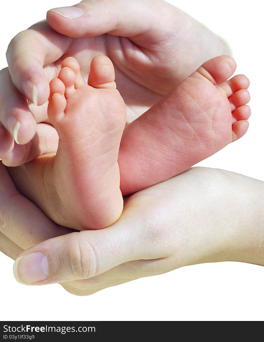 Little foots of newborn baby