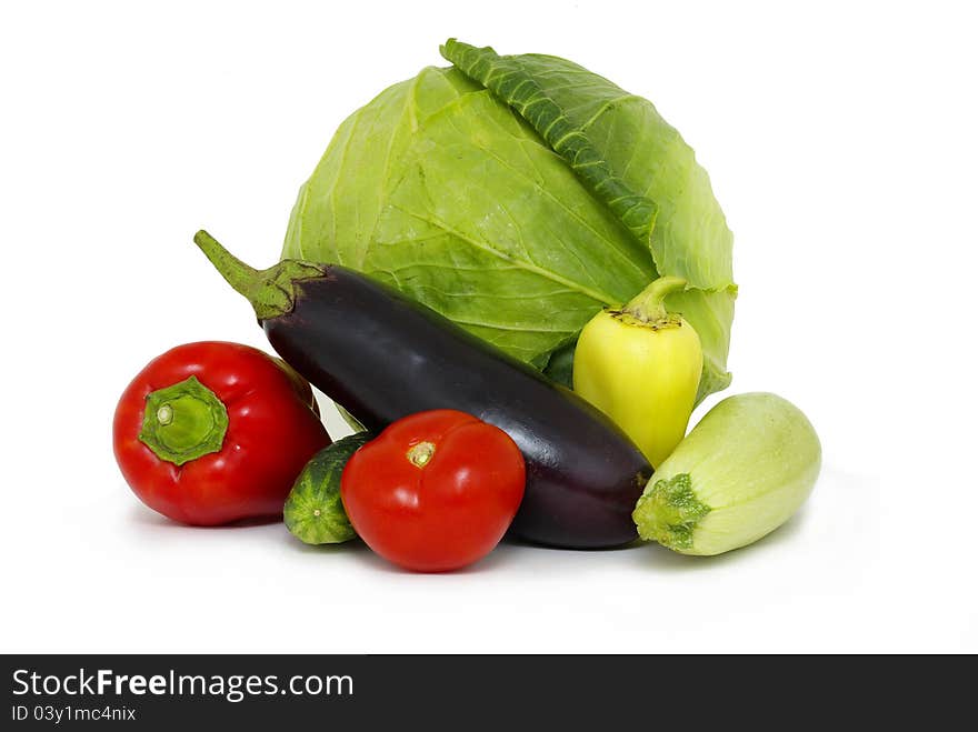 A set of fresh vegetables isolated on white