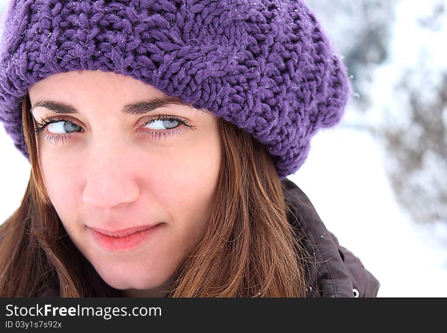 Girl With A Purple Hat, Winter Fashion