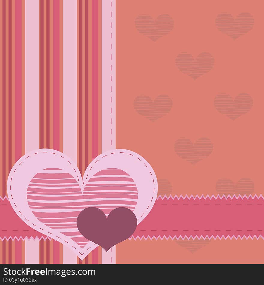 Cute greeting card with hearts