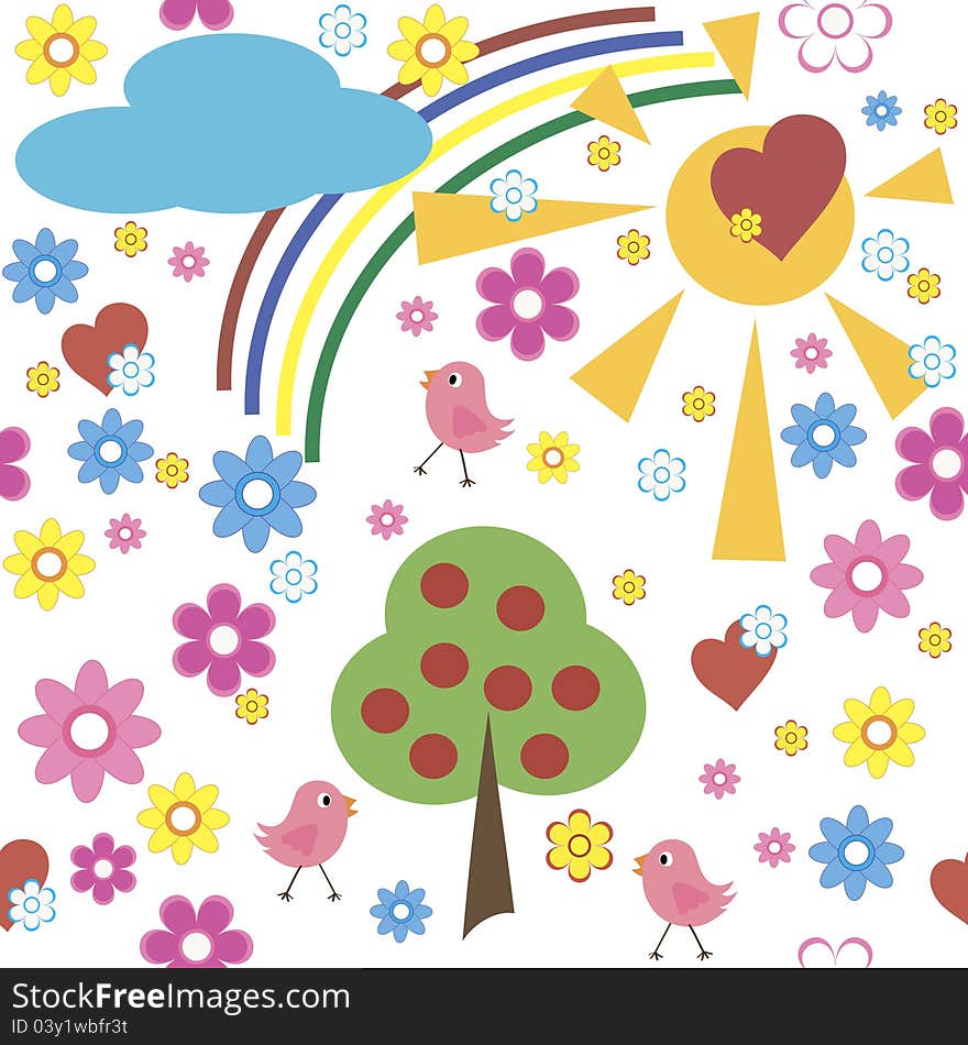 Cute seamless pattern with children's doodles