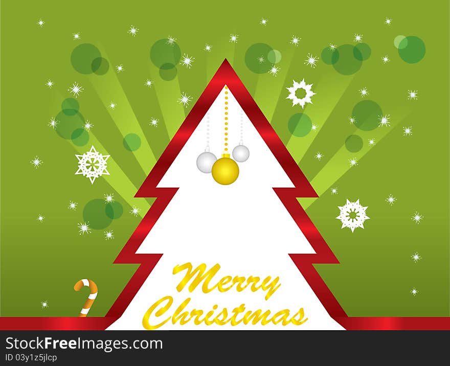 Vector illustration of a Christmas tree made of red tape with toys. EPS file available.