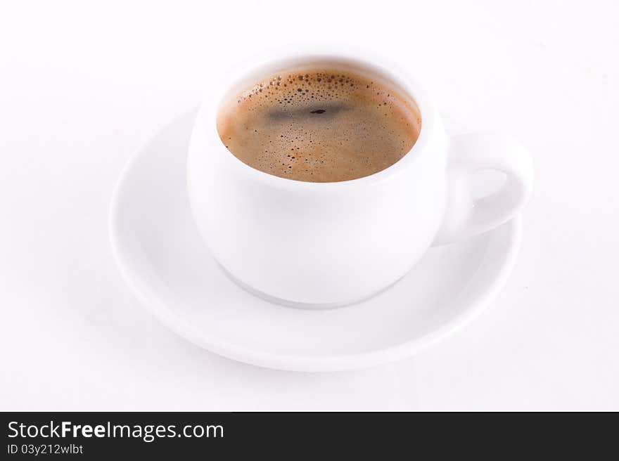 Cup of coffee on a white background