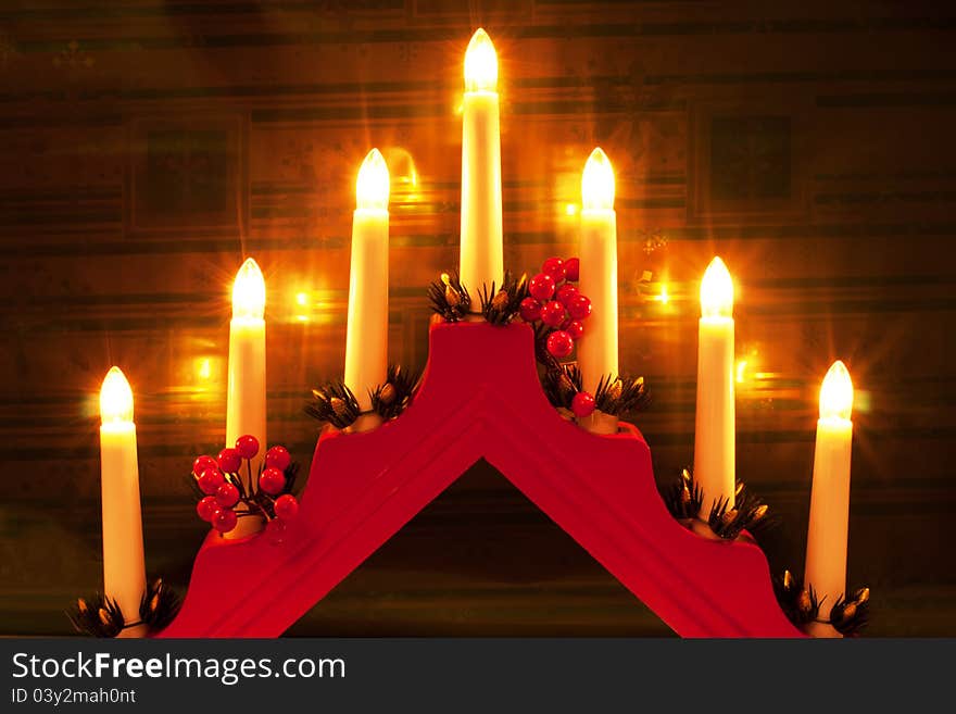 Electric candlesticks for Christmas decoration. Electric candlesticks for Christmas decoration