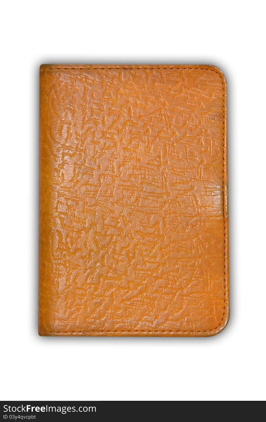 The yellow leather cover of notebook