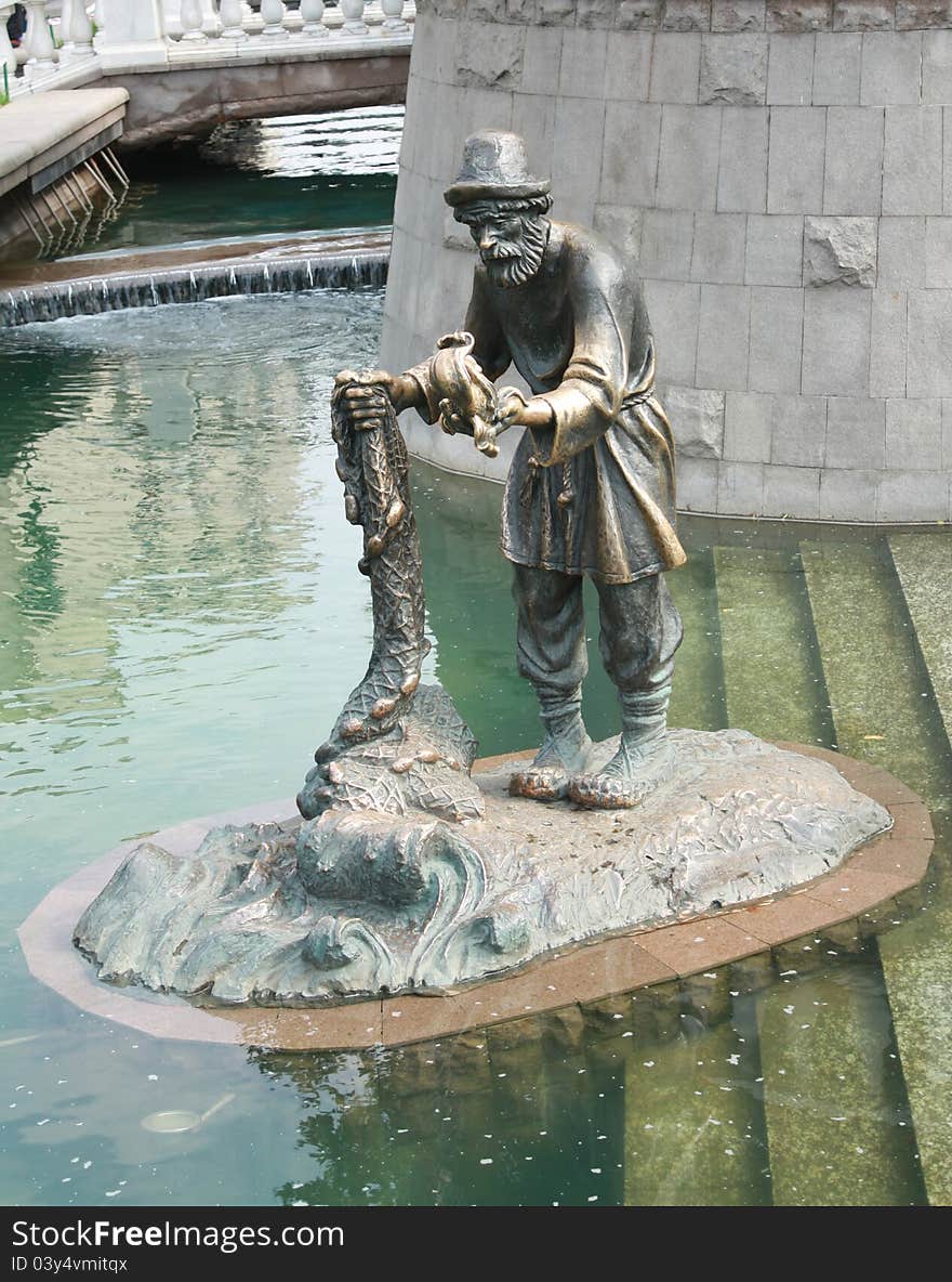 One of the sculptures created on the base of fairy tales in the river Neglinka near the Manege Square in Moscow. One of the sculptures created on the base of fairy tales in the river Neglinka near the Manege Square in Moscow