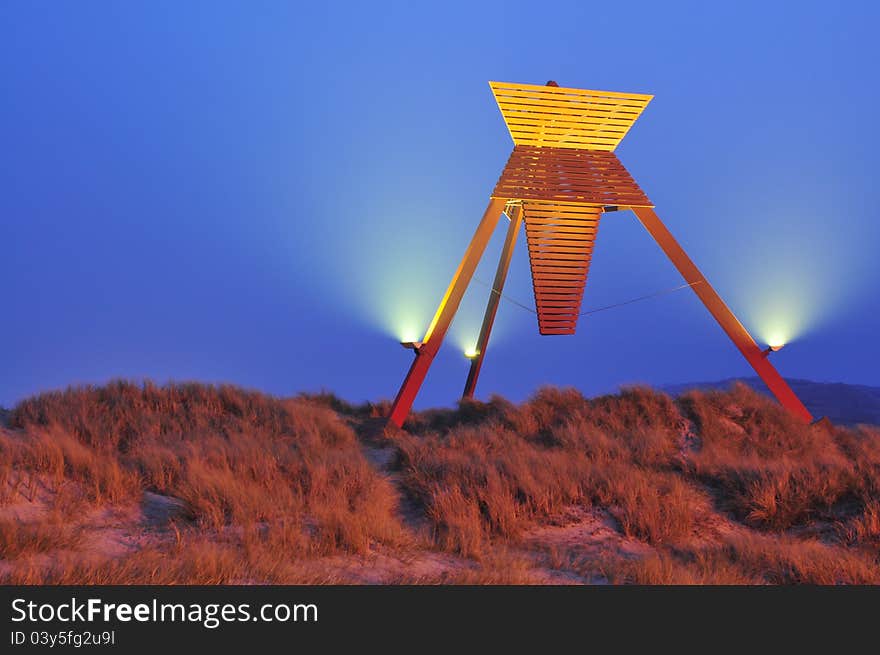 Fog over the sand dunes in Blokhus Denmark near the baech