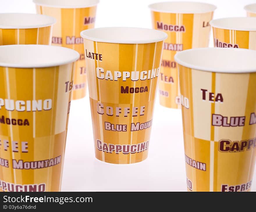 Group of paper cuffee cup. Group of paper cuffee cup