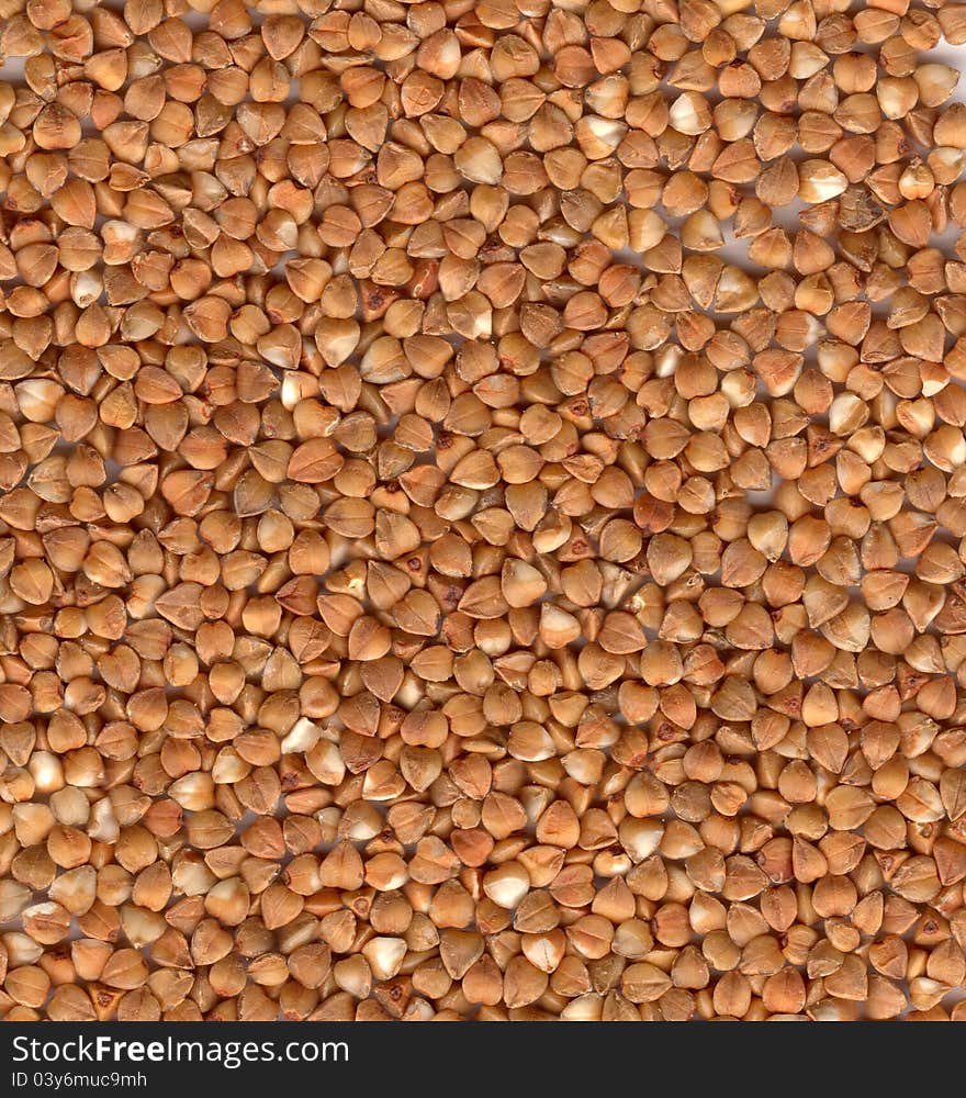 A buckwheat background. vegetarian food. Raw state