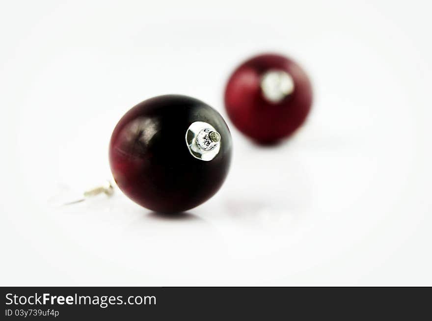 Earrings  On White Background