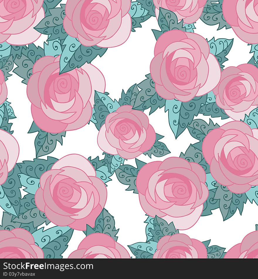 Seamless pattern with roses