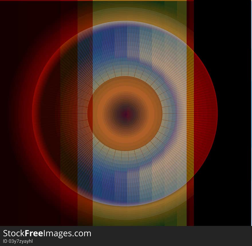 Rainbow colored eye rings on a black background. Rainbow colored eye rings on a black background