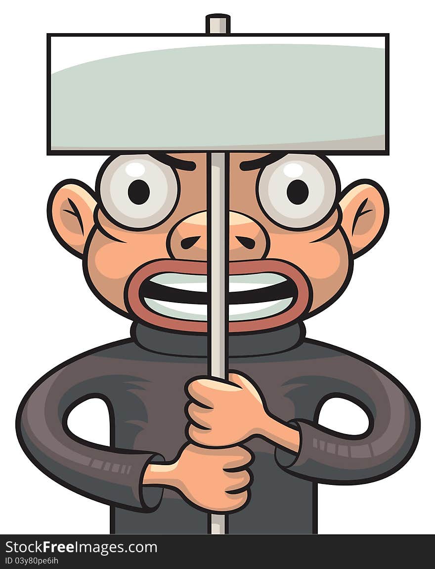 Illustration of a protester holding a board