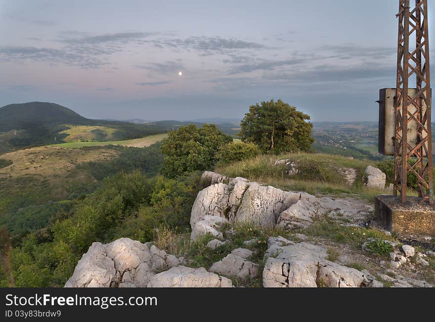 Landscape witth Moon,from the top of a mountain, Hungary. Landscape witth Moon,from the top of a mountain, Hungary