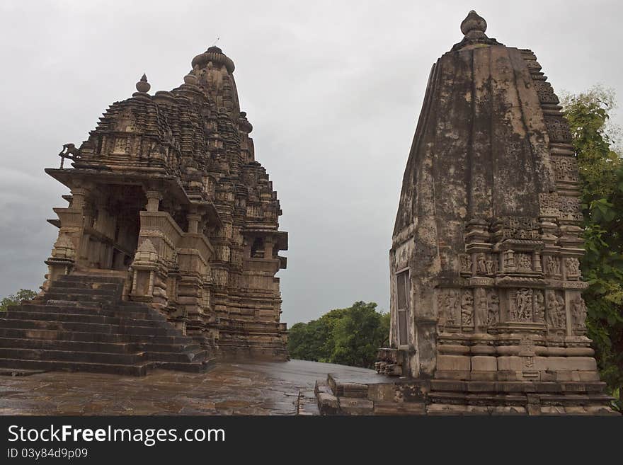 Temples of the western group in Khajuraho, India. Temples of the western group in Khajuraho, India