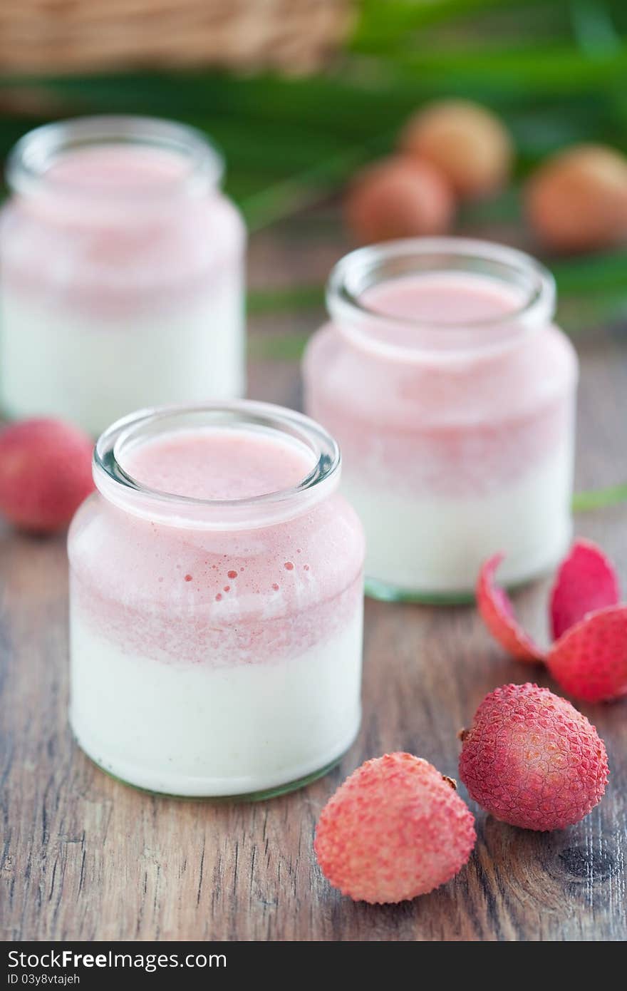 Yogurt and lychee mousse