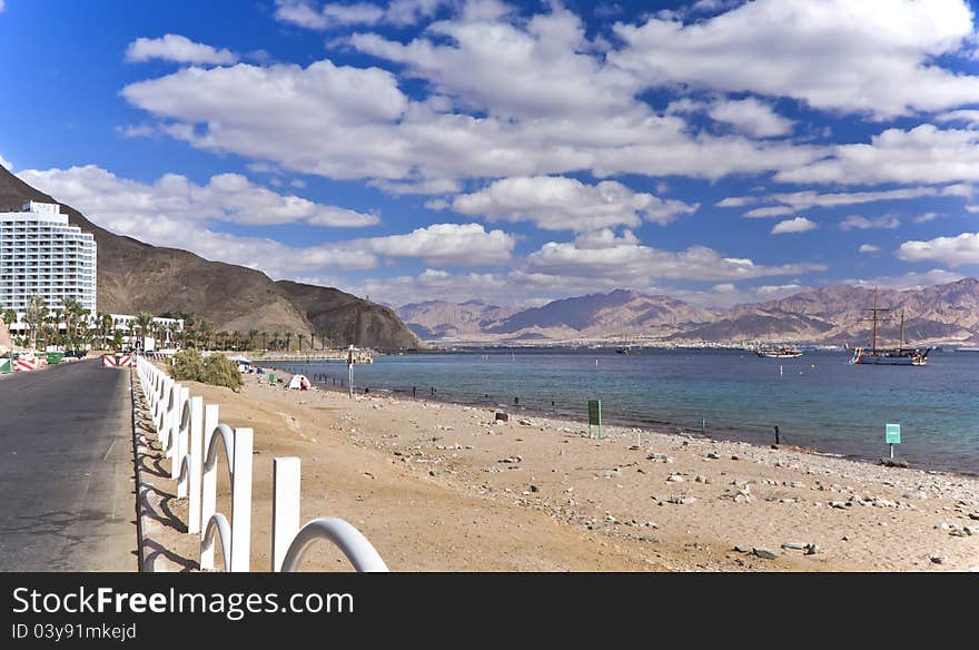 The shot was taken at the southern beach of Eilat - famous resort city of Israel. The shot was taken at the southern beach of Eilat - famous resort city of Israel