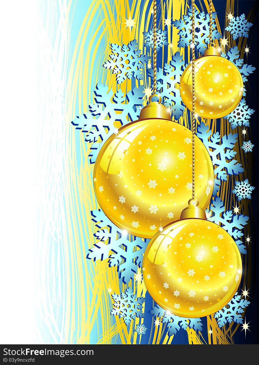 Christmas Blue & Golden Ornaments Background