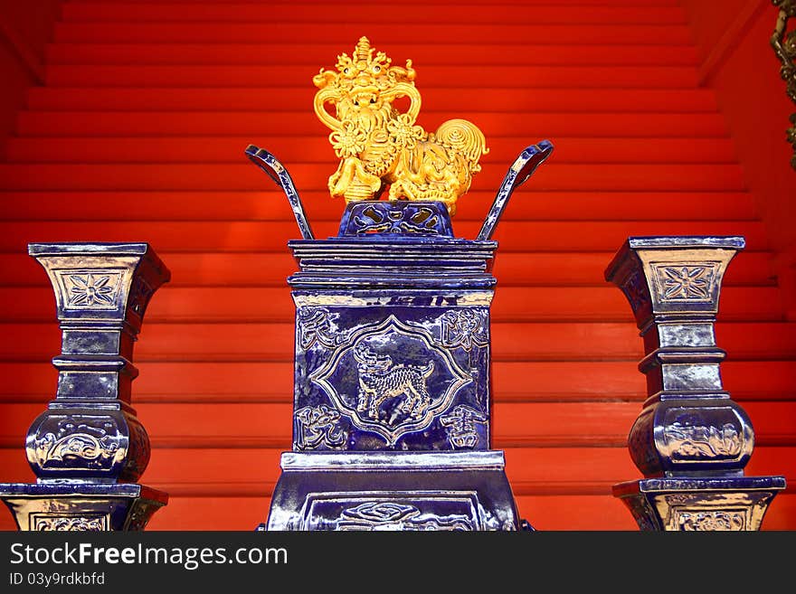 Chinese Porcelain Lion decoration in Chen Clan Academy, China