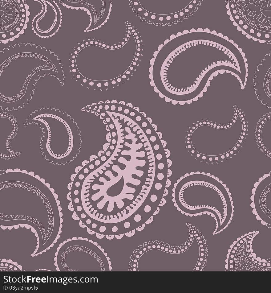 Abstract seamless pattern with paisley elements . Vector illustration