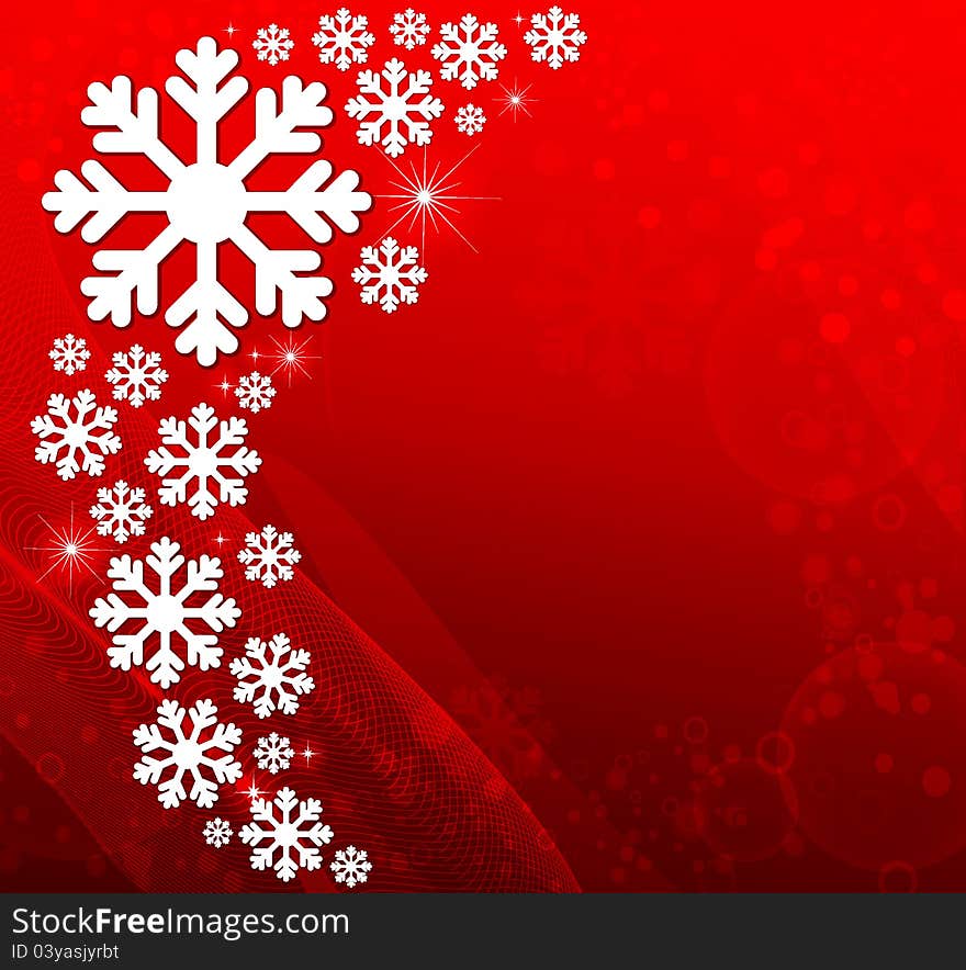 White snowflakes on a red background. White snowflakes on a red background