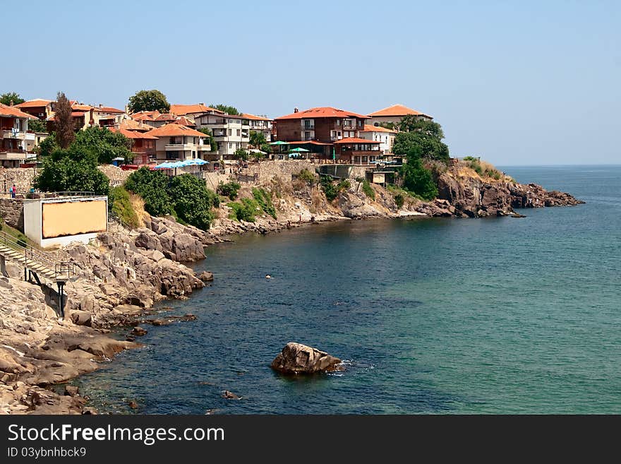 Quay in the city Sozopol, Bulgaria.