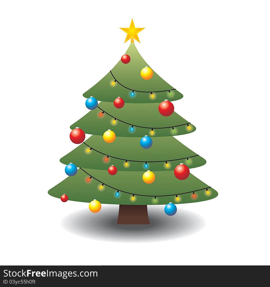 Vector Christmas tree with yellow star