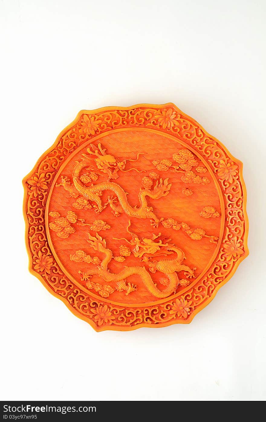 Chinese dragon design embossed plaque. Chinese dragon design embossed plaque