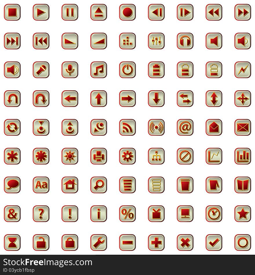 Red icons set isolated on white