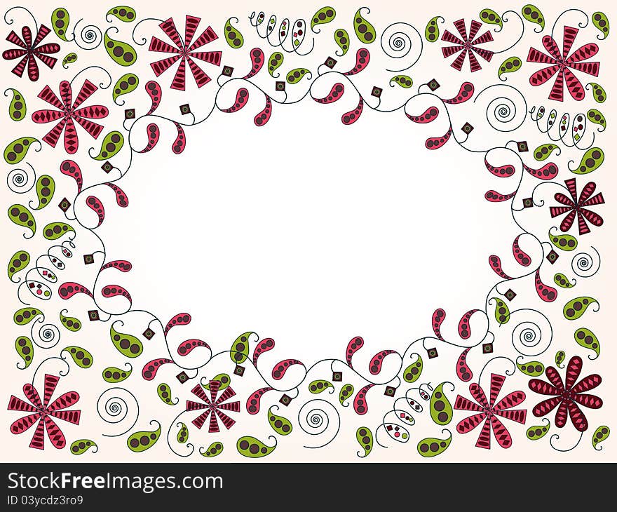 Greeting Card With Abstract Floral Elements