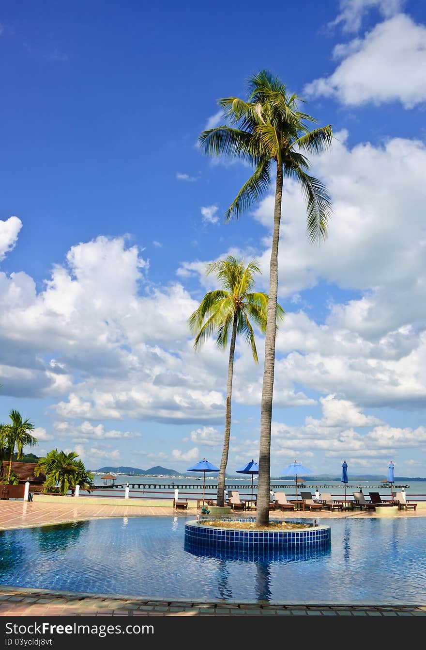 Tropical swimming pool in resort, Thailand